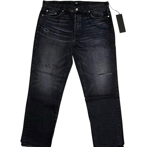 NWT Womens Edwin High Rise Ripped Distressed Black Jeans,100% Cotton,SZ 34 - Picture 2 of 12